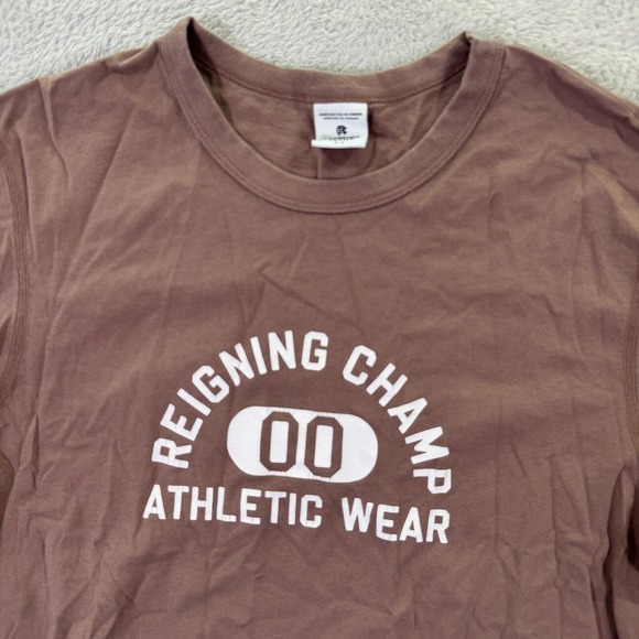 Reigning Champ T-Shirt Mens Small Brown Graphic Logo Short Sleeve Athletic‎ Wear - Picture 1 of 7